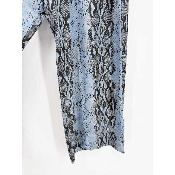 JACQUELINE B CLOTHING Flowy Satin Snake Pattern Pant in Denim Blue M/L - Picture 3 of 9